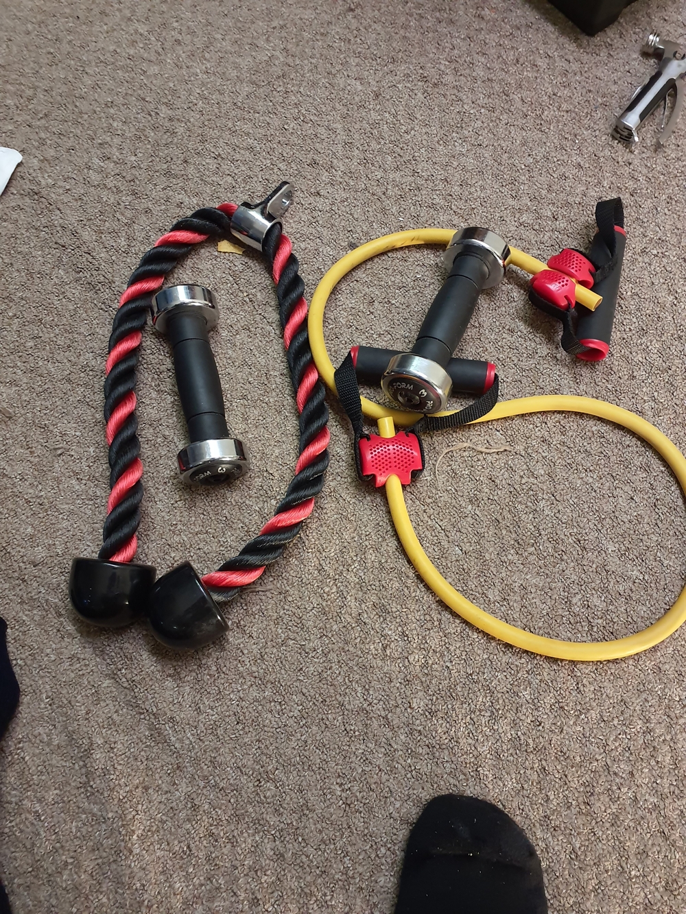 Adjustable Yellow Resistance Tube with Black and Red Rope Handle Set